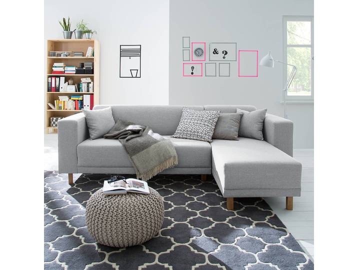 Ecksofa relax Webstoff Silber/Silber Webstoff 240 x 75 x 140cm Longchair davorstehend rechts Modern