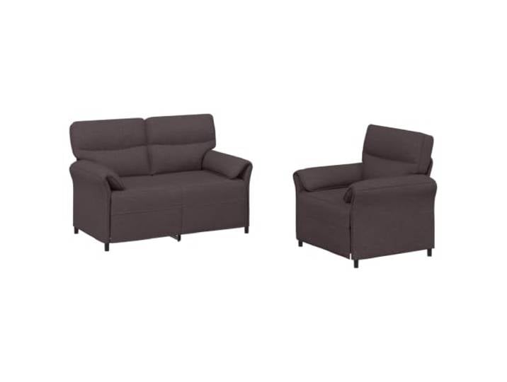 Makastle Sofa Couch 2er Set Dunkelbraun Stoff