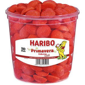 Haribo Schaumzucker Primavera Erdbeeren, gluten- & laktosefrei, in der Dose, 1050 g, 150 Stück