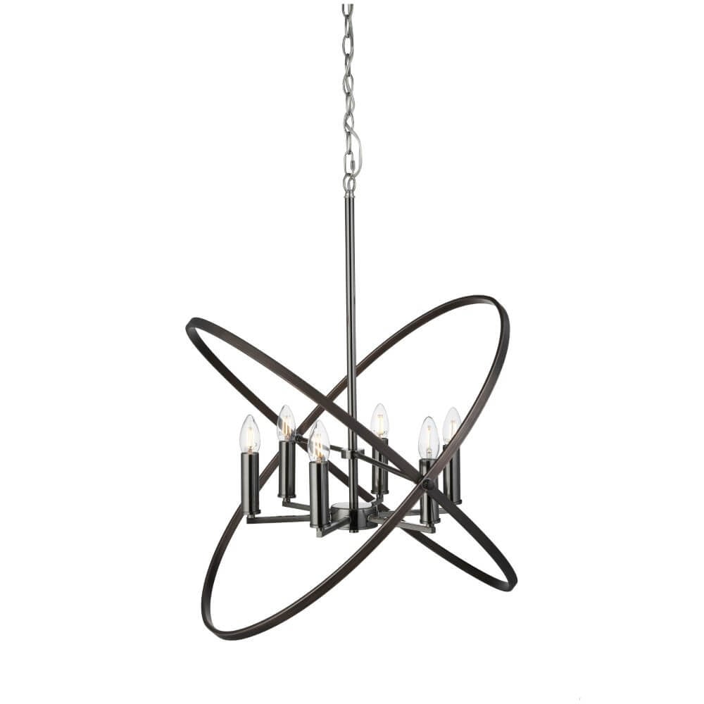 Searchlight Hoopla klassieke hanglamp met 6 lichten - Zwart