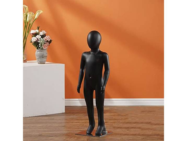 MDCG Kinder Mannequin Regal Stehende Schaufensterpuppe Kinderbekleidungsgeschäft (3-4 Jahre alt) Mehrfarbig ganzer Körper MODL Requisiten Mit Basis (Farbe : Schwarz, Größe : High 88/Age 3-4)