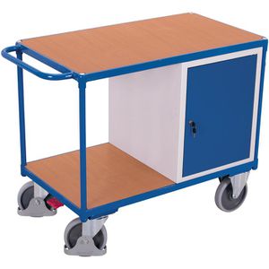 VARIOfit Werkstattwagen sw-600.607, Tragkraft 500kg, Montagewagen, 1060 x 600mm, 1 Ablage & 1 Schrank