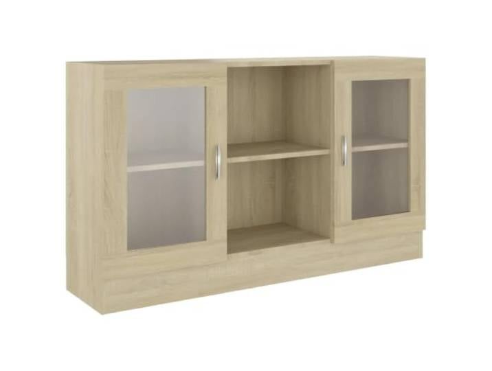 Helloshop26 Vitrinenschrank, praktisch, Aufbewahrung, 120 x 30,5 x 70 cm, moderner Stil, aus Eichenholz, Sonoma 02_0047766