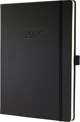 Sigel Wochenkalender Conceptum 2027, A4+, Vertikal-Layout, für 1 Jahr, 192 Seiten, 1 Woche/2 Seiten, Stiftschlaufe, PU-Hardcover, schwarz