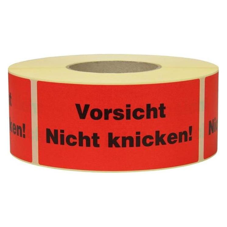 Transpak Hinweisetikett Masse 145x70mm Papier rot Vorsicht Nicht knicken (8370014)