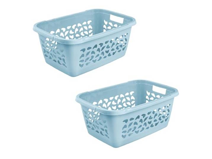 keeeper jost 2x Wäschekorb, Luftdurchlässiges Dekor, 52 l, Nordic Blue