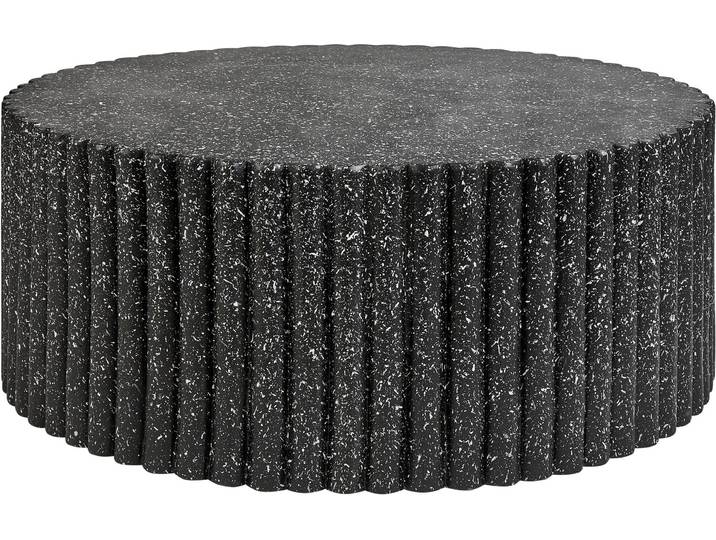 BELIANI Couchtisch Schwarz Magnesiumoxid u. Glasfaser Rund ⌀ 117 cm Terrazzo Optik Lamellen Modern Skandi Outdoor & Indoor Terrasse Garten Wohnzimmer