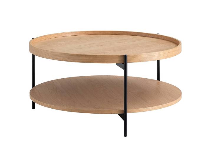 Table basse DOLOGANI Ø 82cm Beige/Marron/Chêne
