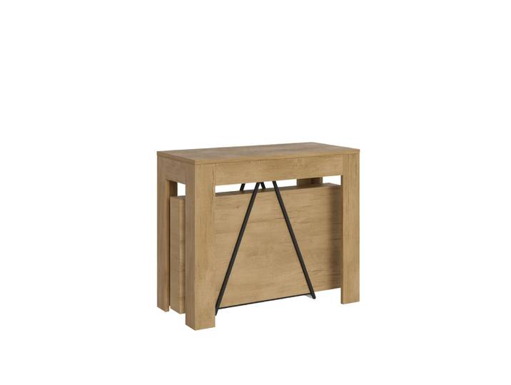 Console extensible effet bois chêne nature 90x42/198 cm