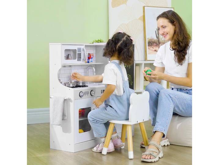 AIYAPLAY Cuisine Enfant +3 Ans Blanc avec Accessoires 83,8cm