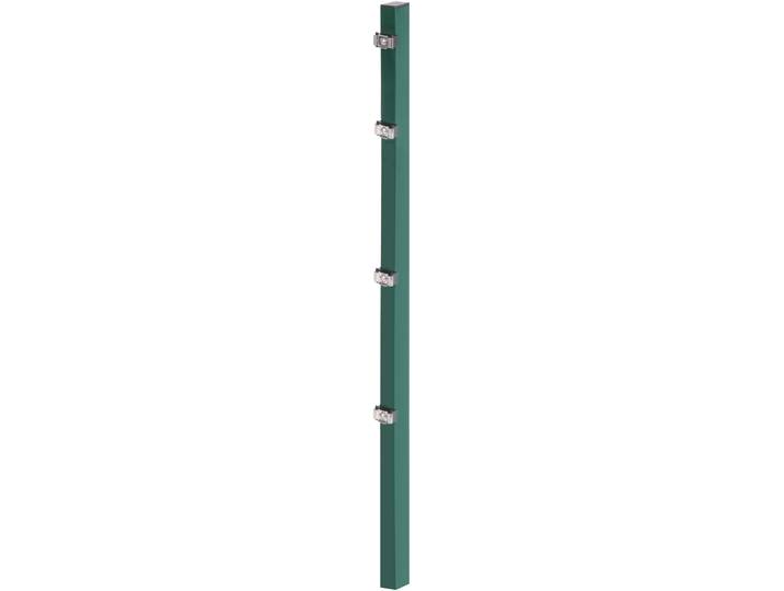 Zaunpfosten ALBERTS, grün, B:6cm H:225cm T:4cm, Stahl, Zaunpfosten, Zaunpfosten, 60x40 mm für Doppelstabmattenzaun, 225 cm, mit Klemmlaschenbefestigung