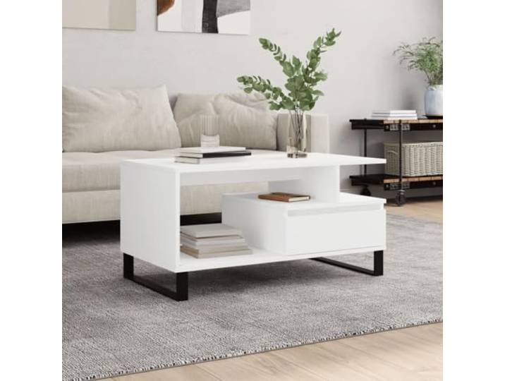 Lauuoeriau Home Items, Couchtisch, Weiß, 90 x 49 x 45 cm, Holzwerkstoff, Anzugmöbel