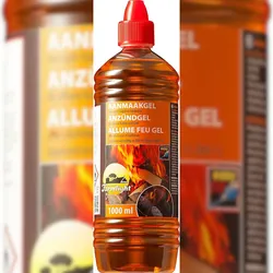 1000 ml Grill Anzünder Gel für alle Arten von Kohle - Kamine - Brennpaste in 1Liter Flasche Tischgrill flüssiges Anzündgel Feuergel für Grill und