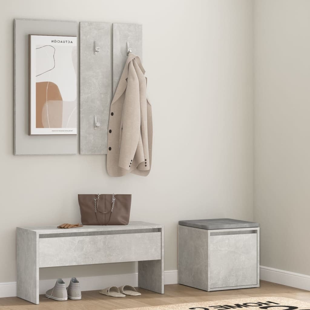 Living Store set woonkamer meubels in betonkleur en houtvezel
