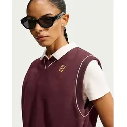 NIKE Damen T-Shirts/Tanks ku.Arm Da NikeCourt Court Collection Fleece-Tennis-Weste (Damen), Größe L in Schwarz Schwarz