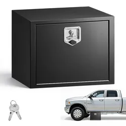 VEVOR Lkw Unterbaubox 609 x 457 x 457 mm Unterflur Staukasten Kaltgewalzter Stahl Wasserdichter Werkzeugkasten mit T-Griff Schloss für Lkw Anhänger Transporter Werkzeugkiste Unterflurkasten Schwarz