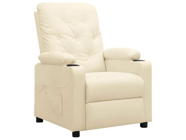 HAQWRDQSG Relaxsessel mit Liegefunktion Kunstleder Sessel Creme Verstellbarer TV-Sessel aus Kunstleder in Creme mit dicker Polsterung und Fußstütze für Wohnzimmer und Schlafzimmer.