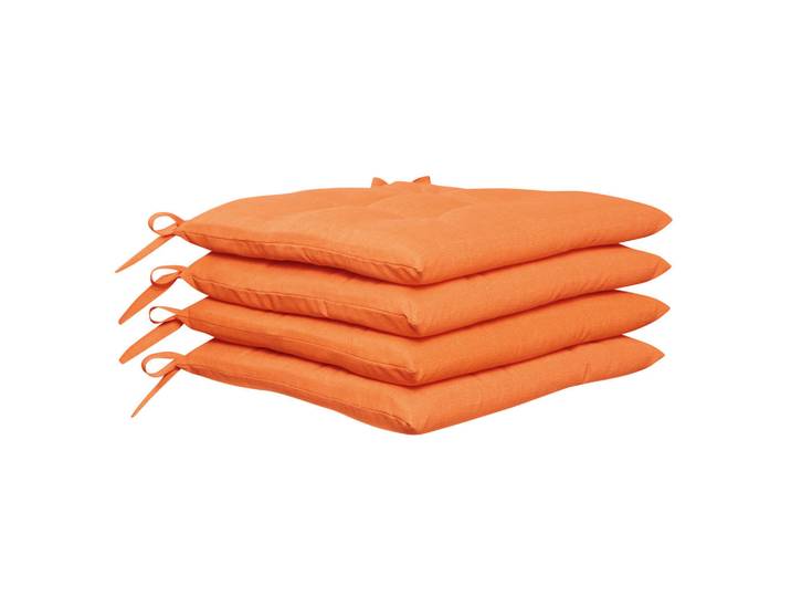 Peyer Syntex Sitzkissenset Oslo, Orange, 4-teilig, Uni, Füllung: Schaumstoff, quadratisch, 40x40 cm, mittels Bändern zu befestigen, Fleckschutz, Heimtextilien, Wohntextilien, Sitzkissen
