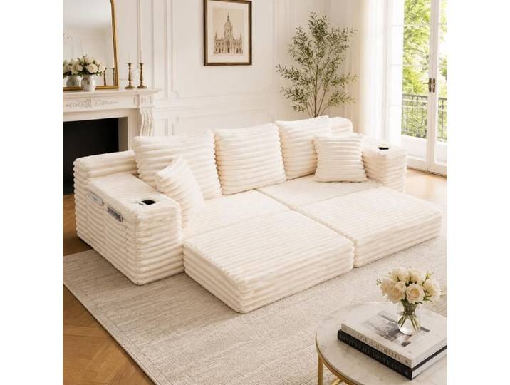 Canapé en velours côtelé - Velours côtelé doux et durable - Coussins d'assise haute densité