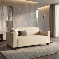 Modular 2-Sitzer Sofa Couch Moncalieri, Kunstleder ~ creme