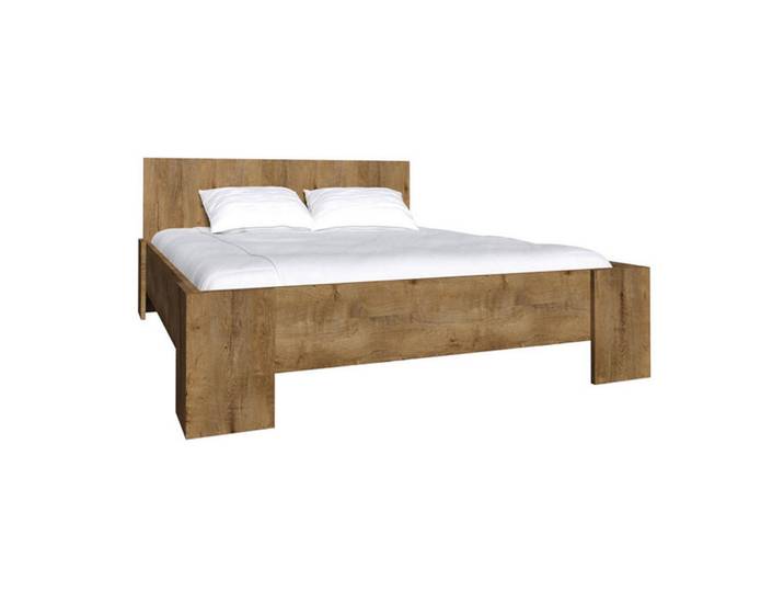 Feldmann-Wohnen Doppelbett Montana Eiche Lefkas 190 / 208 / 100cm, Hellbraun, 180x200 cm, Schlafzimmer, Betten
