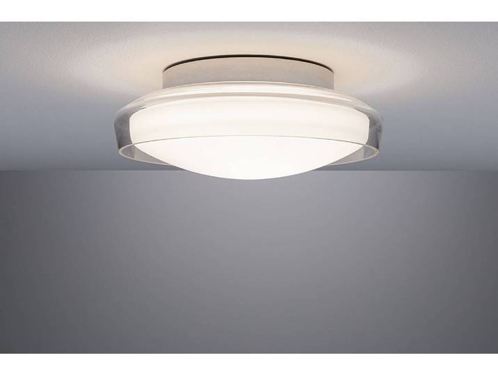 Deckenleuchte Luena Ø 25cm Weiß/Silber Chrom Klarglas LED LED-Platine