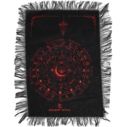 Ancient Witch Pendulum Divination Cloth - All Seeing Eye - Black & Blood Red