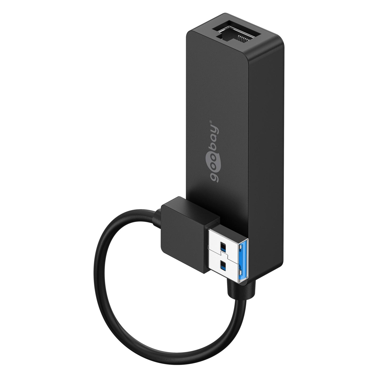 Goobay USB 3.0 Gigabit Ethernet Netzwerkkonverter, Schwarz, 0.1 m (USB, RJ45 (1x)) (39038)