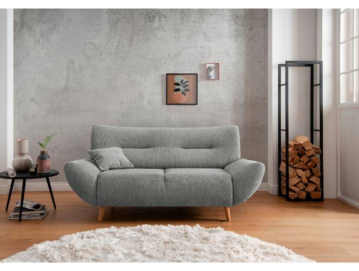 2-Sitzer HOME AFFAIRE Drago, komfortable Wellenunterfederung, Breite 173cm, bodenfrei , grau, B:173cm H:81cm T:90cm, 100% Polyester, Sofas, 2-Sitzer, frei im Raum stellbar, inkl. 1 Zierkissen