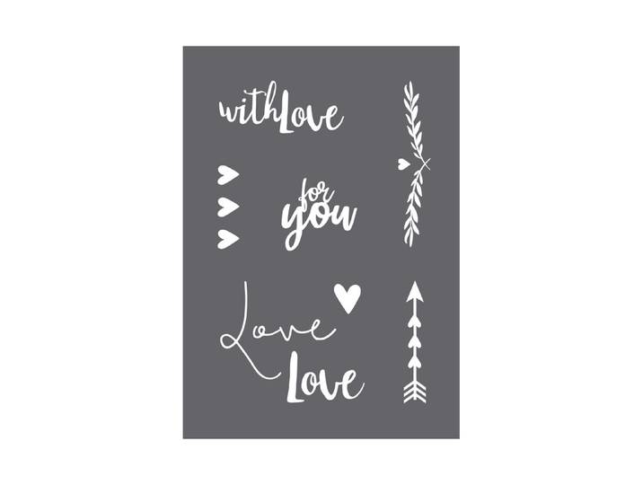 Siebdruck-Schablone with love A5, 1 Schablone+1 Rakel, SB-Btl