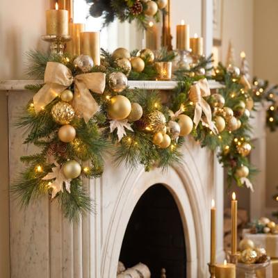 6 Ft. Pre-lit Nobel Gold Garland by BrylaneHome in Gold