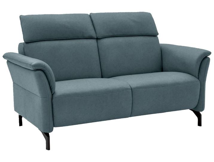 Dieter Knoll Sofa 2er VARO, grau-blau, Leder