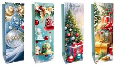 IH Casa Decor Christmas Wine Gift Bags Winter Wonderland Assorted- Set of 12