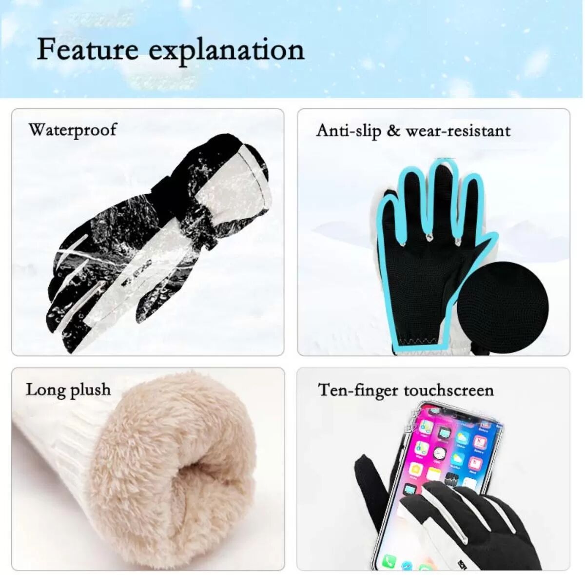 INF Thermische Fleece-Radhandschuhe - Wasserdicht, Touchscreen, Winddicht Blau