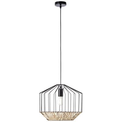 BRILLIANT Pendelleuchte "Templo", schwarz (schwarz, natur), 1, Ø 37cm H: 153cm, 1 Stk., Leuchten, Hängelampe 37cm schwarz/natur, Pendelleuchte