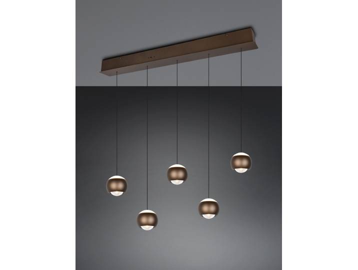 5-lichts led hanglamp Orbit eettafel - platinum bruin Trio - 344410547