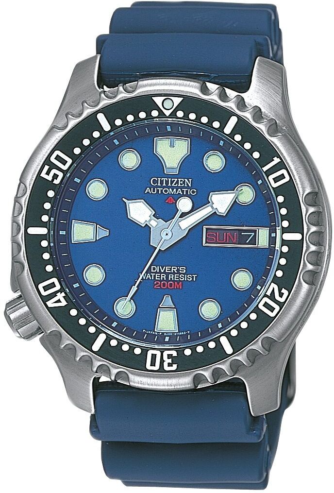 Automatikuhr CITIZEN "Promaster Mechanical Diver", blau (blau, blau), Armbanduhren, Damen, silberfarben, Automatikuhr, Armbanduhr, Herrenuhr, Damenuhr, Taucheruhr, bis 20 bar wasserdicht blau, blau silberfarben