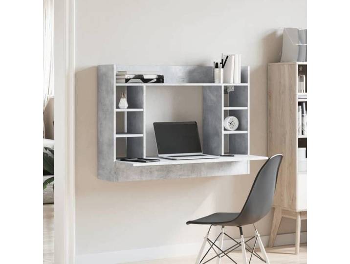 Bureau mural Gris CLOUD Table à écrire Pour 1 personne gris béton 105x48x75 cm bois d'ingénierie BBB642