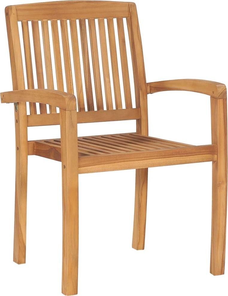 vidaXL Set van 6 stapelbare tuinstoelen van massief teakhout