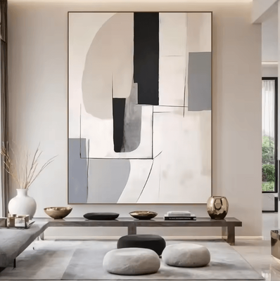 Inspire Curations Large Beige Textured Abstract Canvas Minimalist Neutral Wall Art Decor f 20x30cm