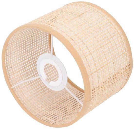 Dailygoody Handgeweven Rotan Lampenkap - Modern Design - Beige/Wit - Geschikt voor E27 en E14 fittingen - Cilinder vorm
