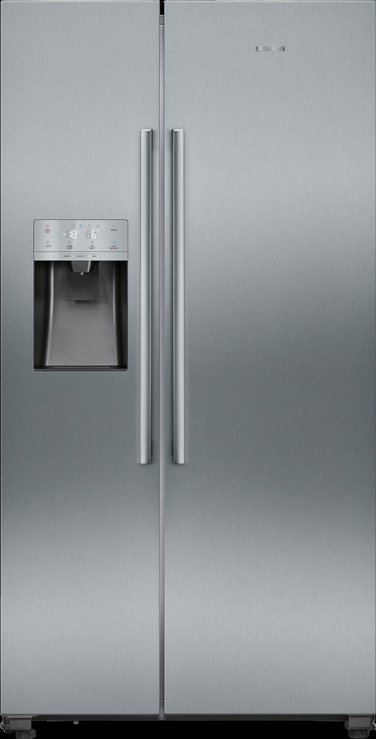 Siemens iQ500 KA93DAIEP, Freistehend, Amerikanische Tür, Edelstahl, Tür-zu-Tür, LED, Glas