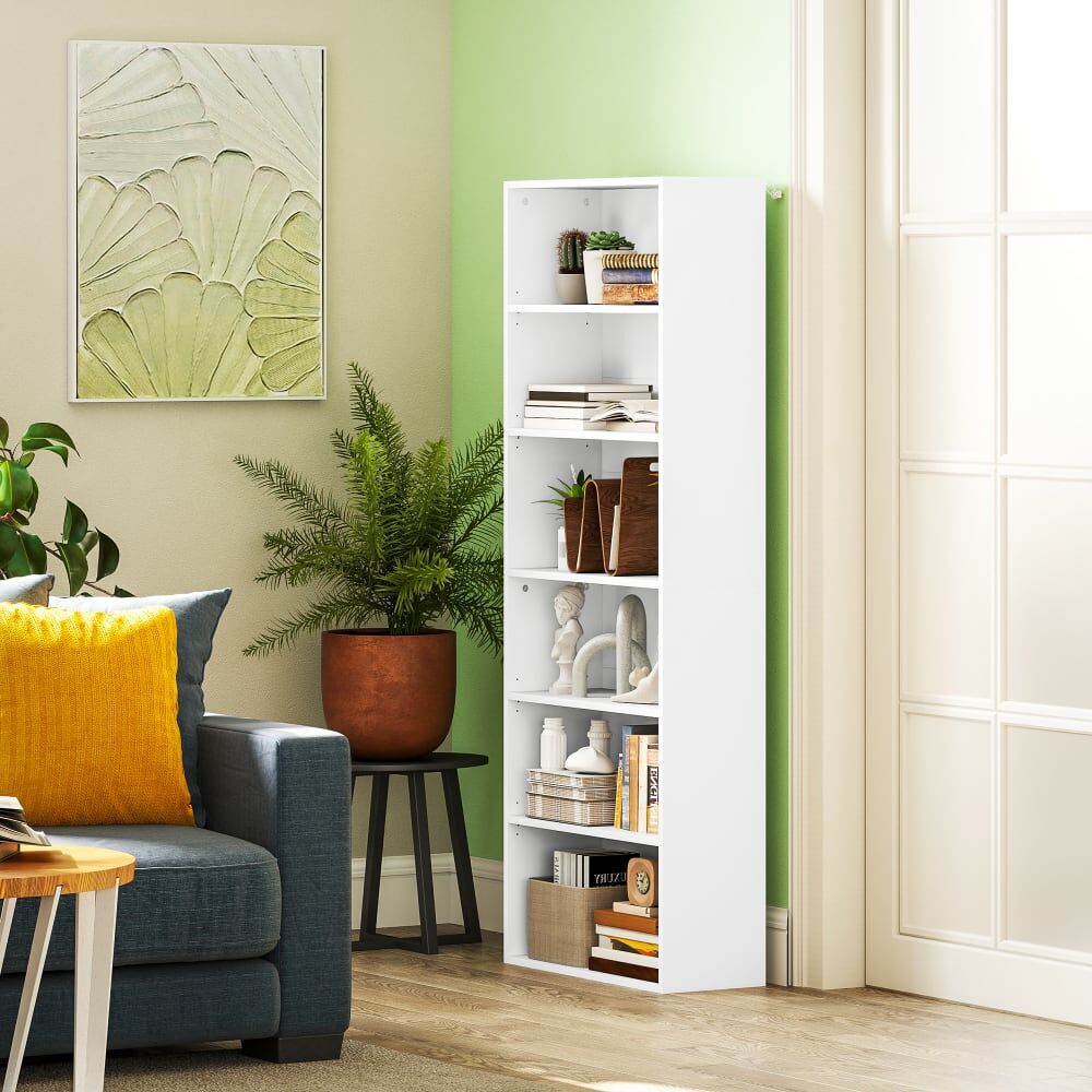 Homcom Bibliothèque 6 niveaux blanc Blanc 60x159x24cm