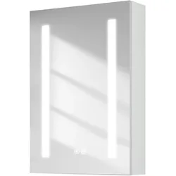 Emke, Spiegelschrank, Badezimmerschrank mit Beleuchtung 60x40 cm, Mattweiss, Schminkschrank, dimmbar, Antibeschlag (60 x 40 x 40 cm)