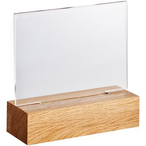 Böttcher-AG Tischaufsteller A7 quer, aus Acryl, T-Form, beidseitig, mit Holzsockel