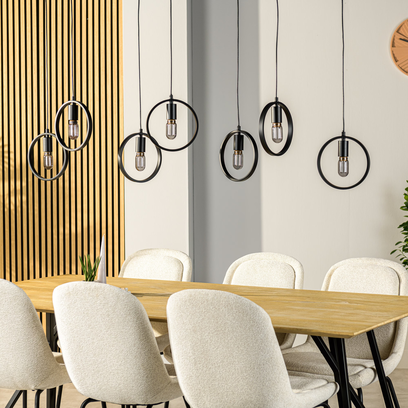 BASE Hanglamp Jadine 7-lamps Zwart met Transparante Elementen