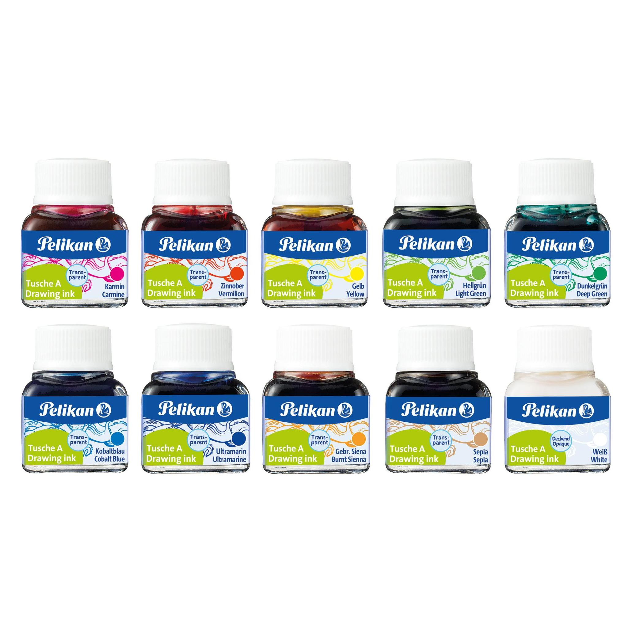 Pelikan Tusche 10ml sortiert (Mehrfarbig, 10 Stk.) (249474)