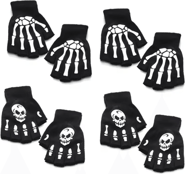 Inspire Essentials GlowSkull Halloween Skeleton Half Finger Gloves 12