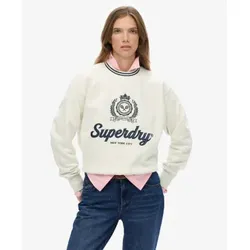 Superdry für Damen. W2012468A Country Club Sweatshirt weiß (M), Lässig, Baumwolle, Langarm