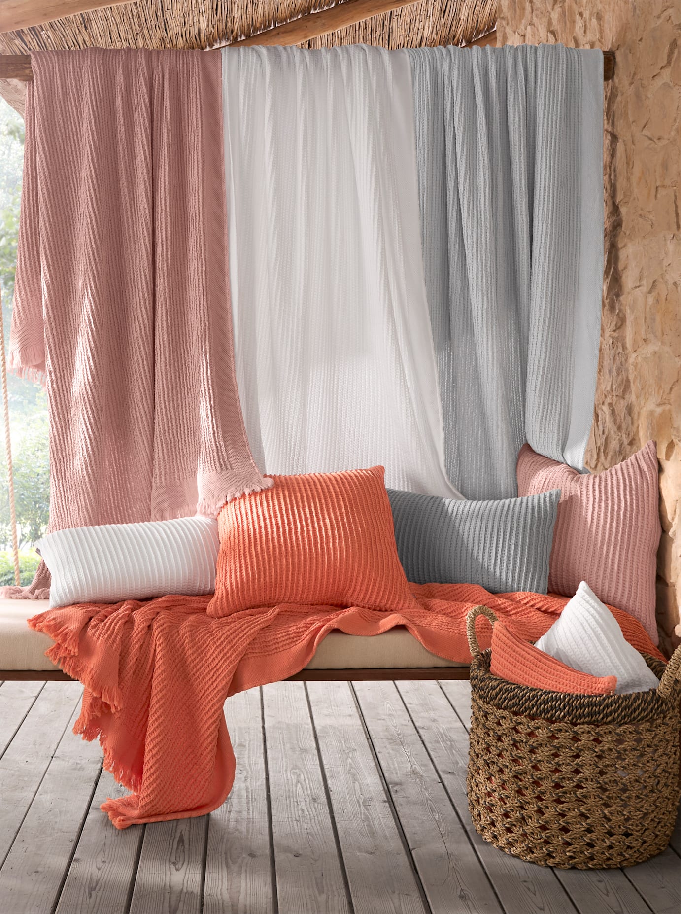 Plaid, rosa (hellgrau), B:130cm L:200cm, 100% Baumwolle, Wohndecken, Plaid hellgrau B/L: 130cm x 200cm